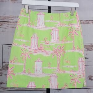 Lilly Pulitzer Vintage Skirt Cabana Banana Lime Green Pink Size 4